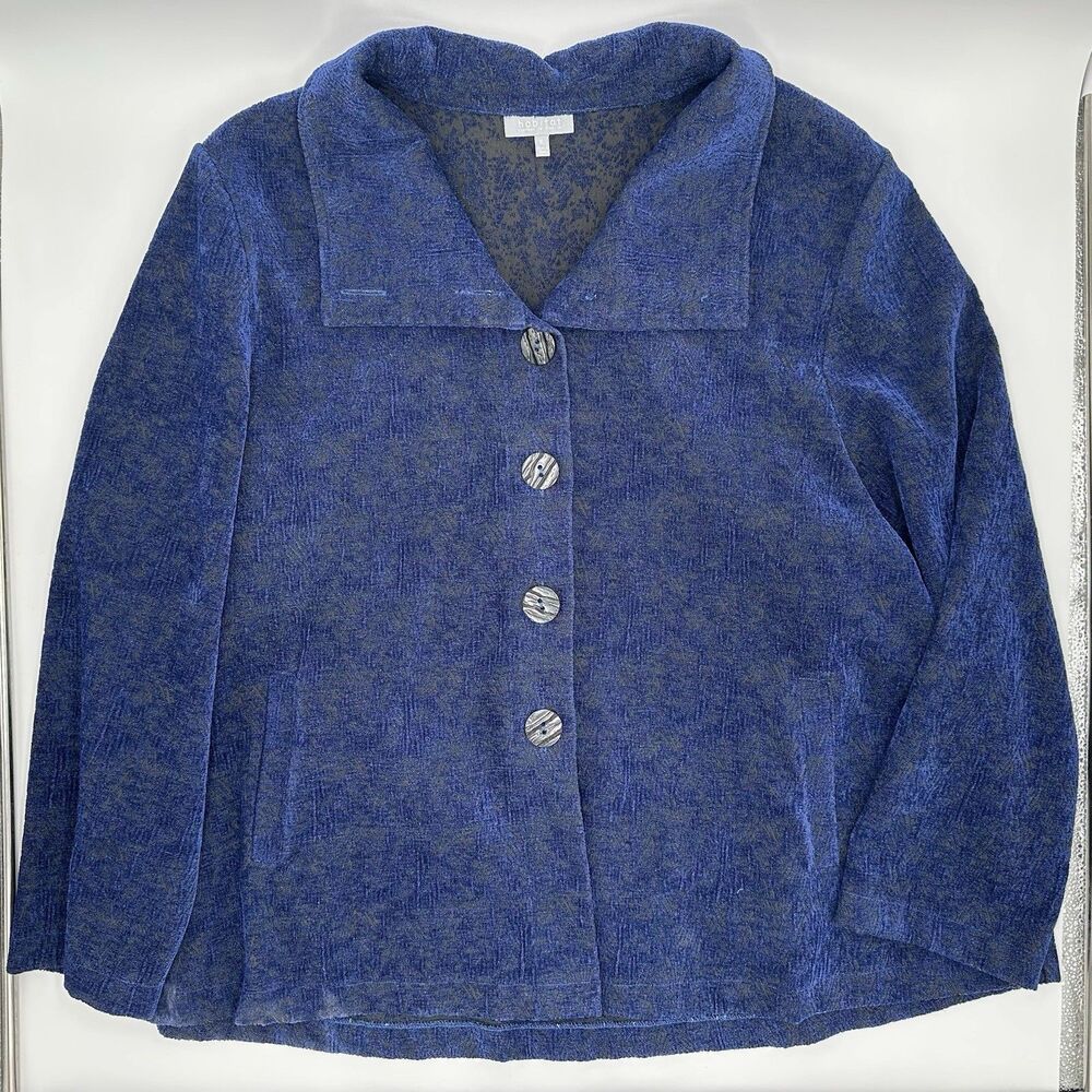 Habitat Clothes to Live In Tapestry Jacket Blue Women’s XL Button Front Pockets